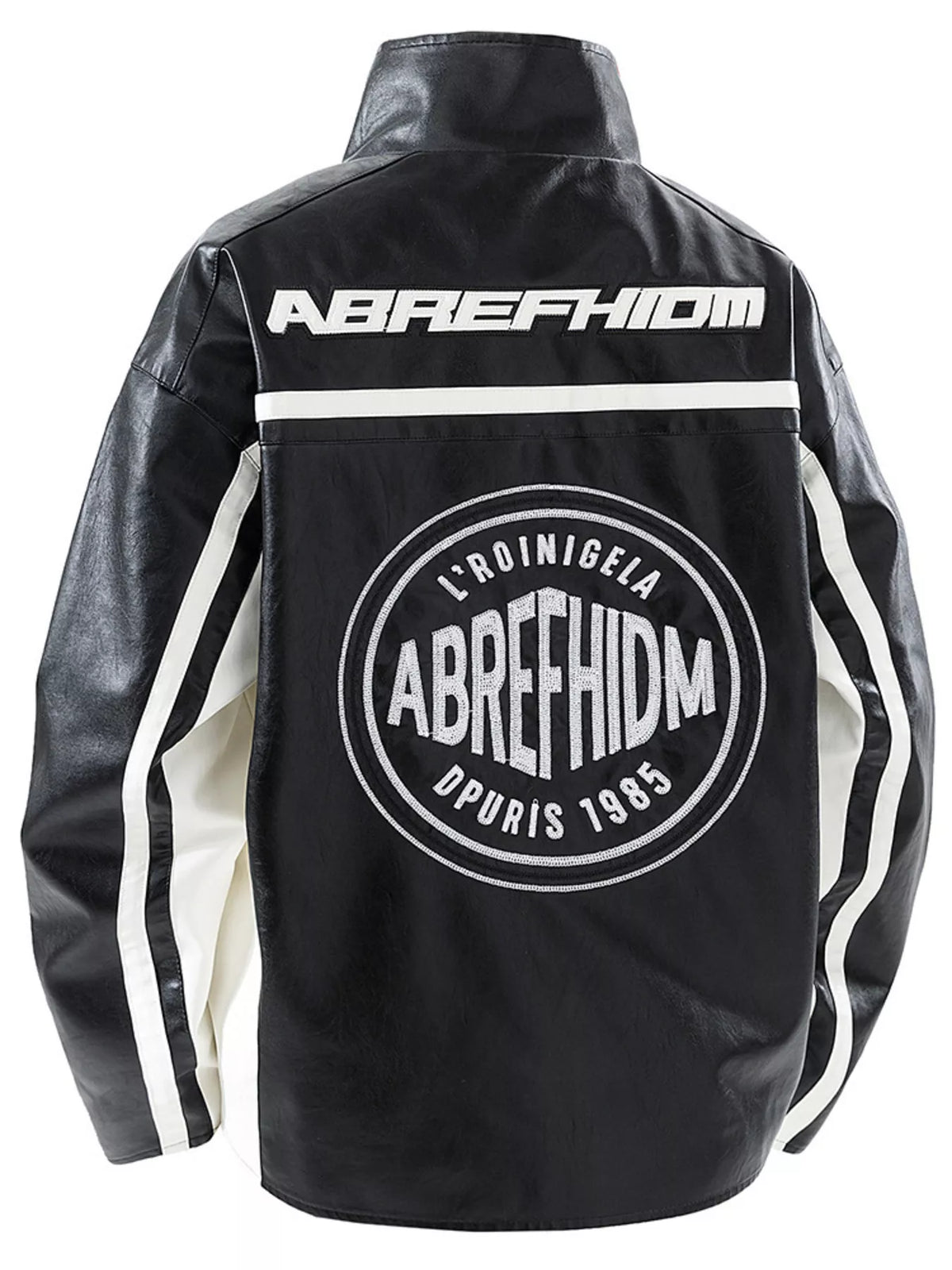 Men's Plus Size Zip Up Long Sleeve Leather Jacket
