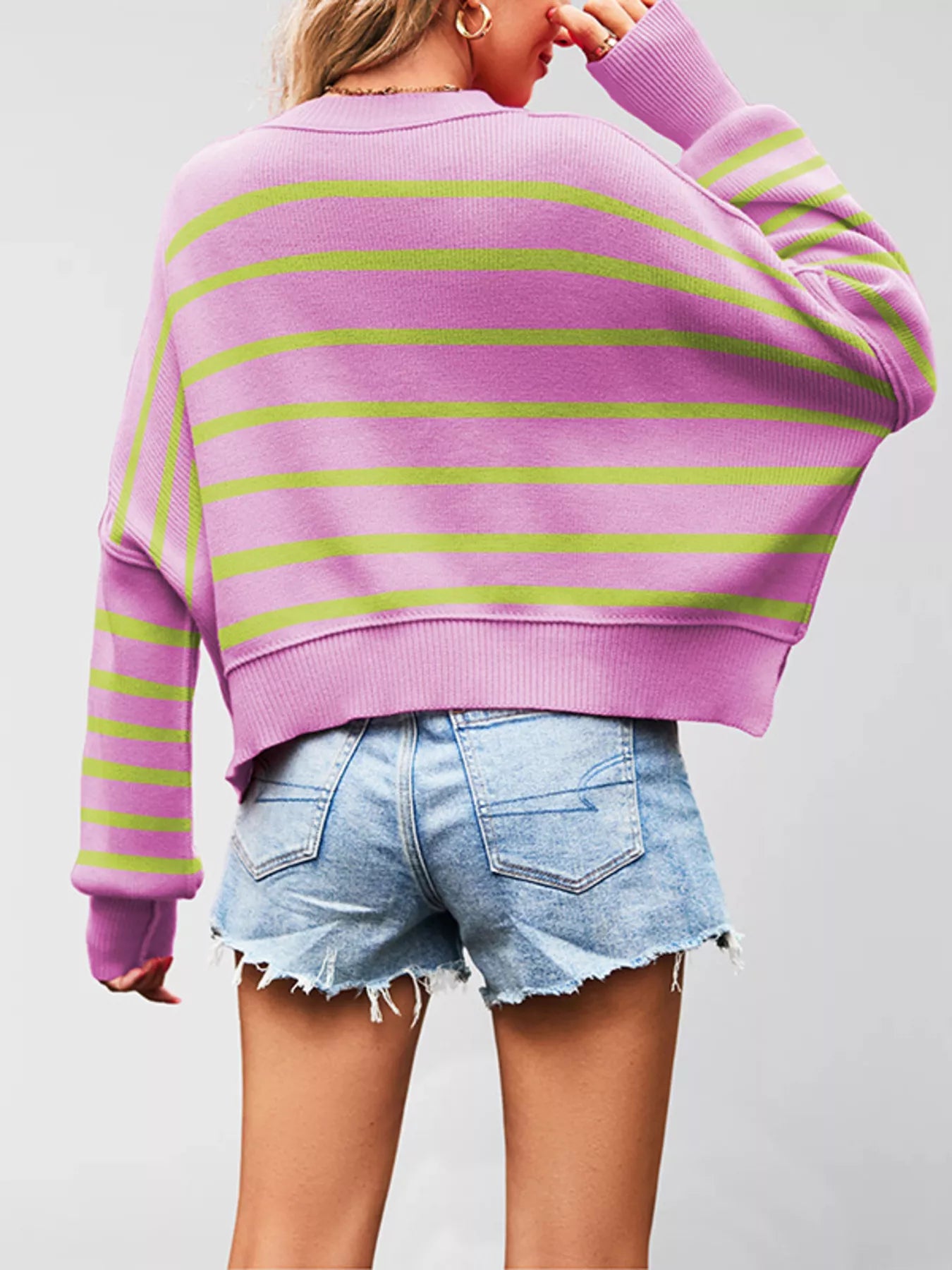 Crew Neck Dropped Shoulder Sweater