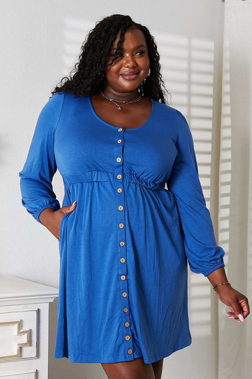 Double Take Scoop Neck Empire Waist Magic Dress