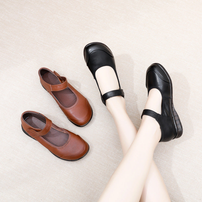 Genuine Leather Single-Strap Flats