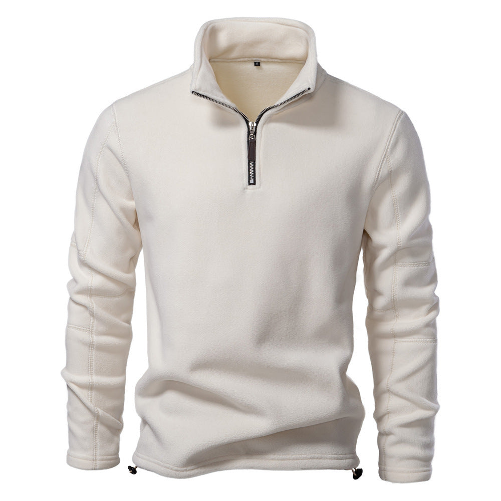Sudadera con cremallera de cuello alto, forro polar, estilo casual de invierno, para hombre