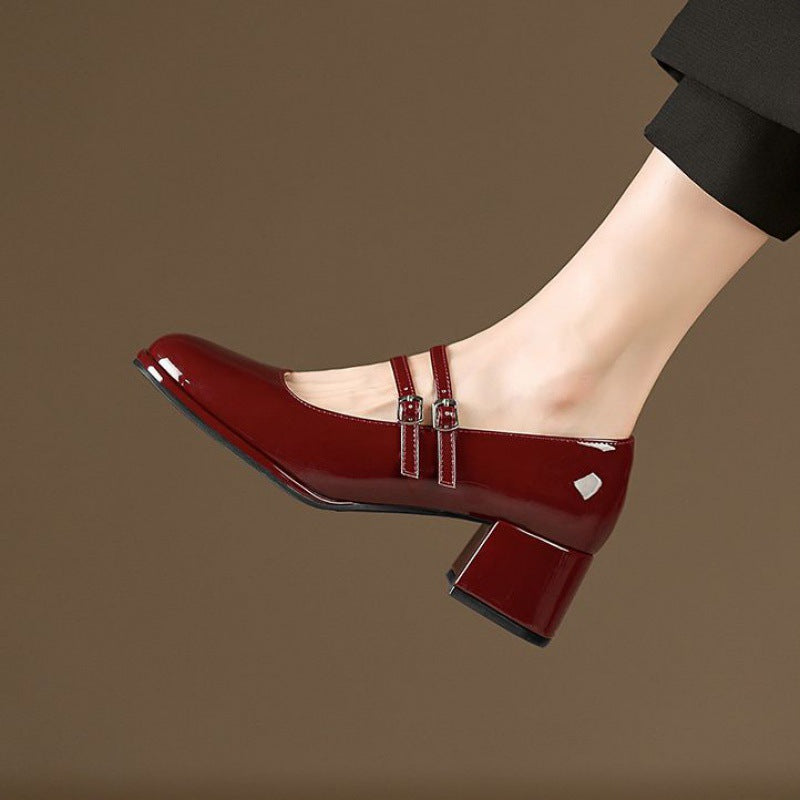 Women's Soft Leather Chunky Heels