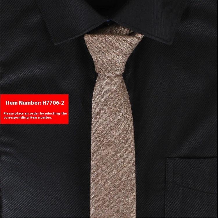 Solid Color Narrow Cotton Men's 6cm Tie
