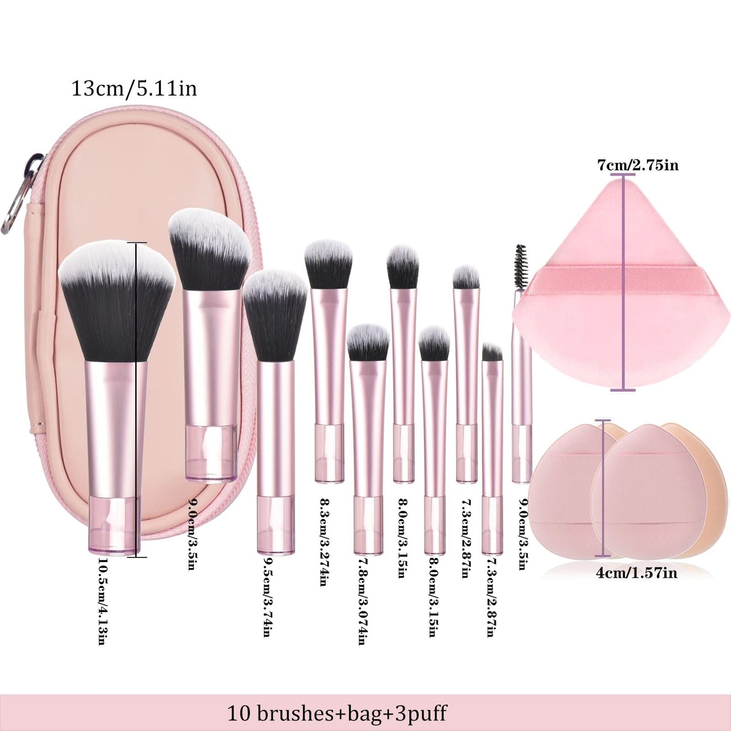 Mini Makeup Brush Set With Storage Bag, Versatile Soft Trave