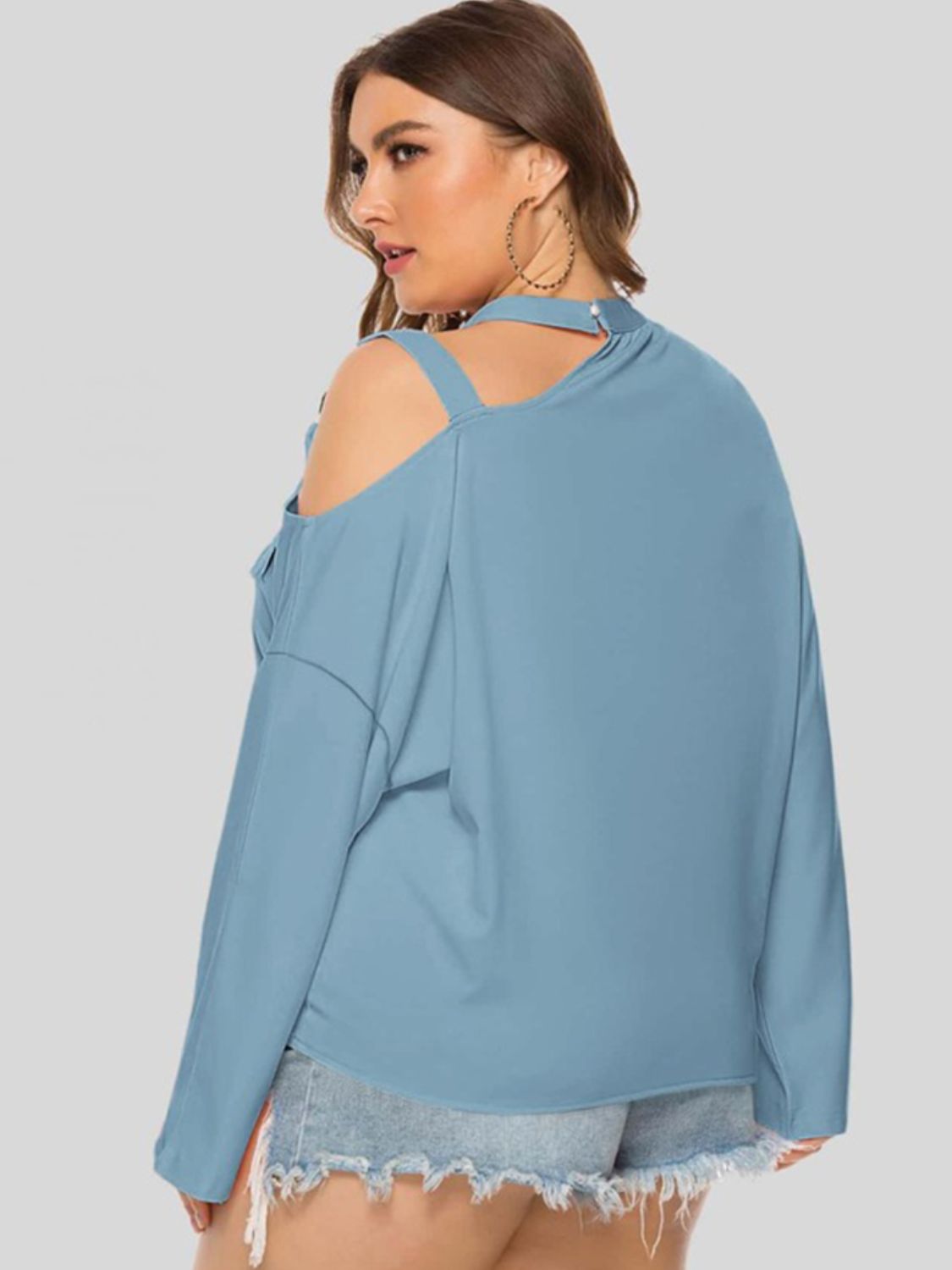 Plus Size Cold-Shoulder Tied Top See size chart under “more details”