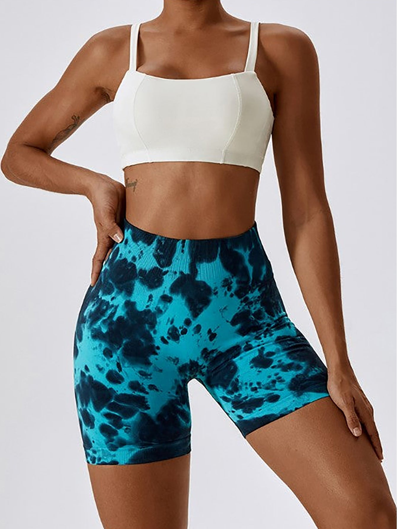 Pantalones cortos de cintura alta con control de abdomen para mujer