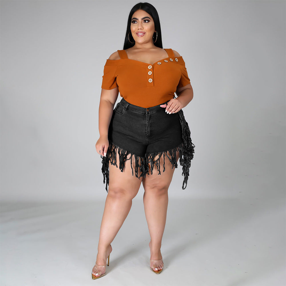 Old High-Waisted  Frayed Made Tassels Retro New Style Personality Shorts Female Platform Denim
