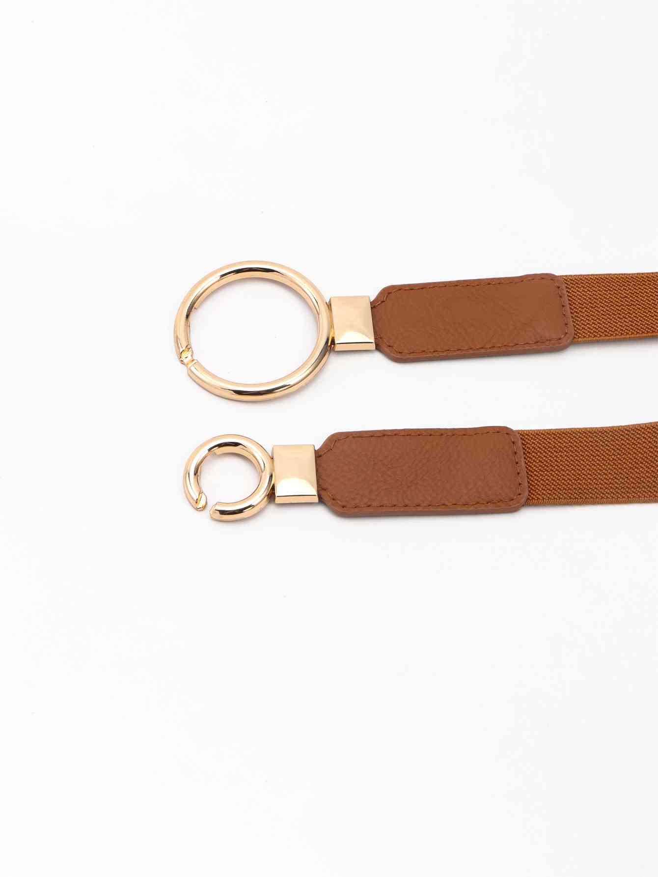 ElegantStyle Double Ring Buckle Elastic PU Belt – Adjustable Comfort Fit See size chart under “more details”