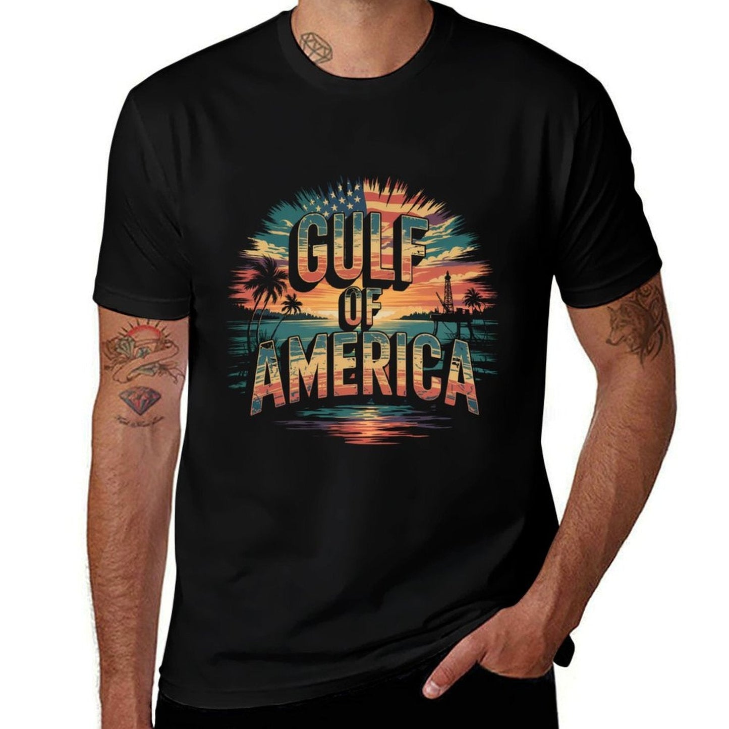 Retro Gulf Of Usa America Patriotic Beach Life Est 2025 Sweatshirt Slim-fit Cut T-Shirt
