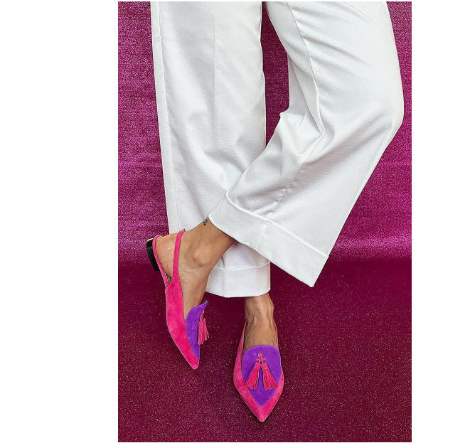 Women's Pointed Low-Heel Slingback Sandals