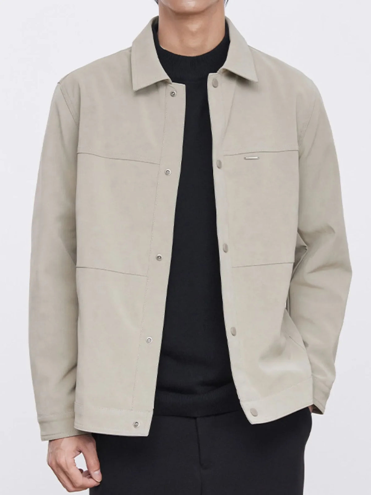 Men's Plus Size Button Up Long Sleeve Jacket