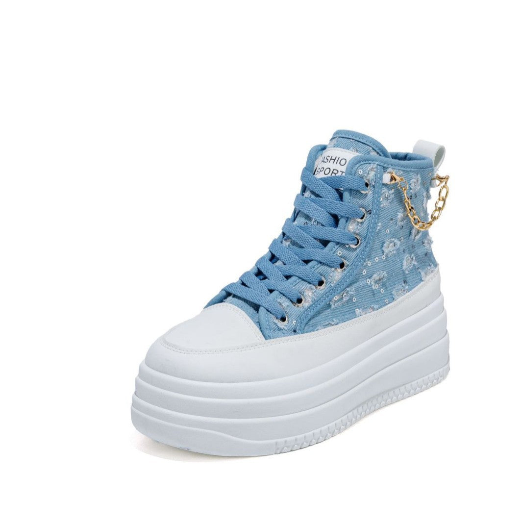 Women's Denim Fashion Casual Chain-Strap Shoes