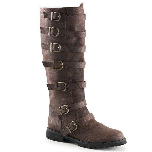 Low-Heel Multiple Buckles High Leg Retro Boots