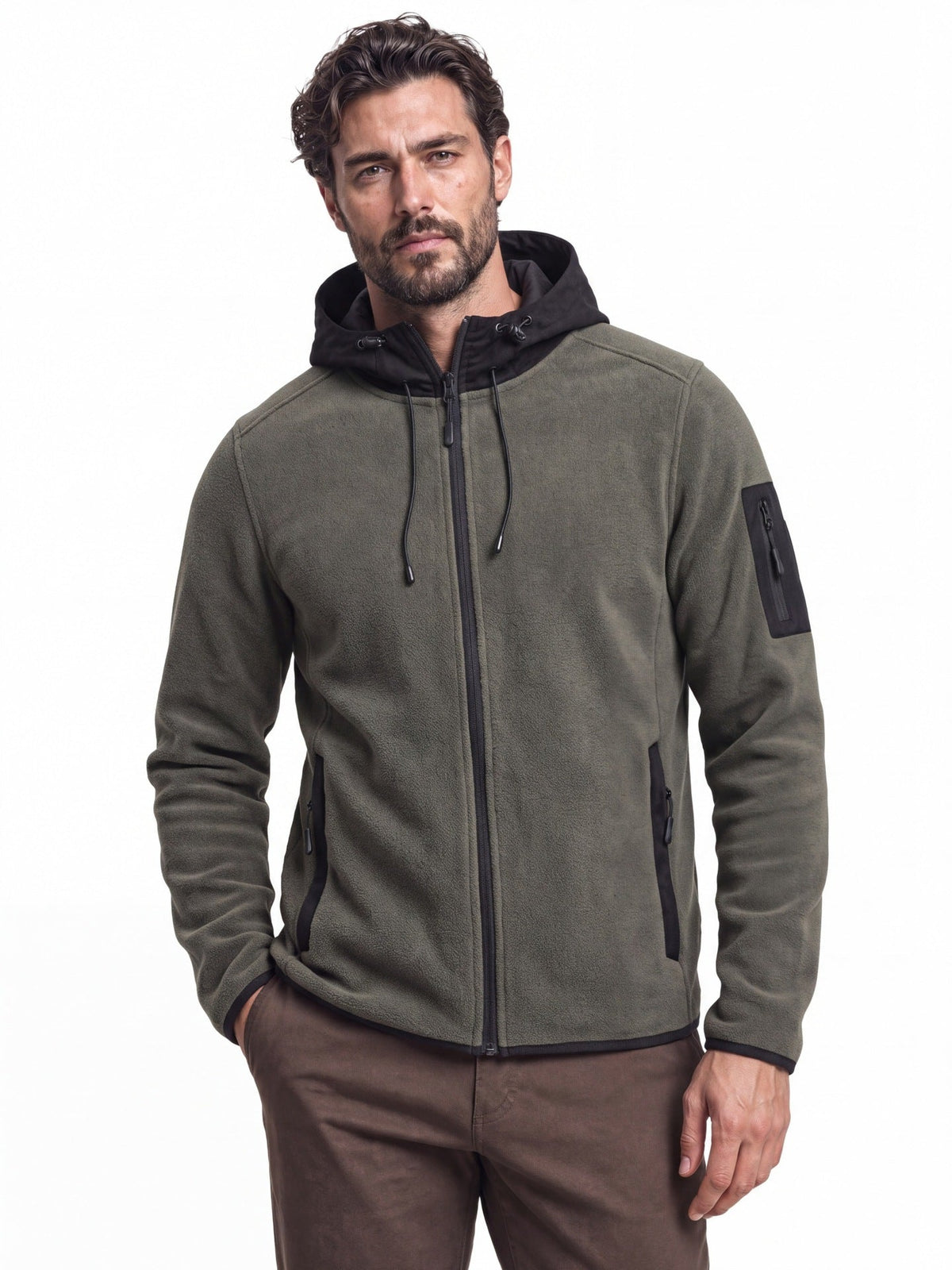 2026 Autumn Winter Suede Patchwork Fleece Thickened Sweatshirt For Men, Cross-Border Foreign Trade European And American Men's Sweatshirt Jacket