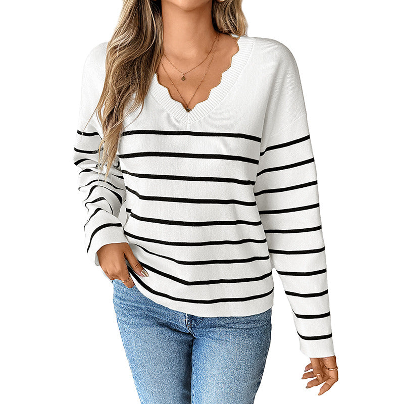 V-neck Long Sleeve Sweaters Women's Clothing Autumn And Winter Base