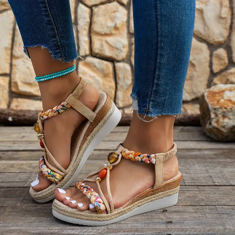 Women's Hemp Rope Woven Platform Sandals