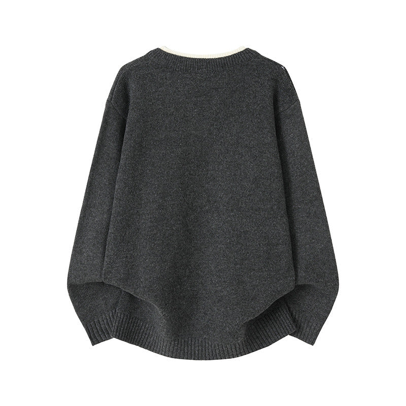Mens Mock Two-Piece V-Neck Round-Neck Sweater
