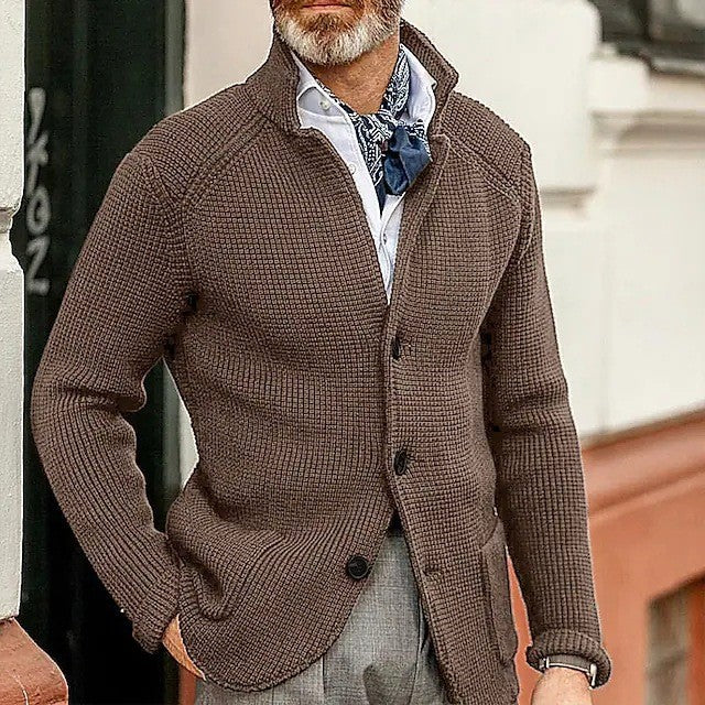 Amazon New Autumn And Winter Men's Lapel Knitted Cardigan Cross-border Coat Sweater Jacket Single-breasted Thick Sweater