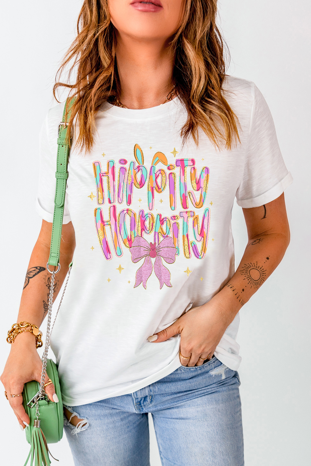 White Hippity Hoppity Graphic Loose Tee