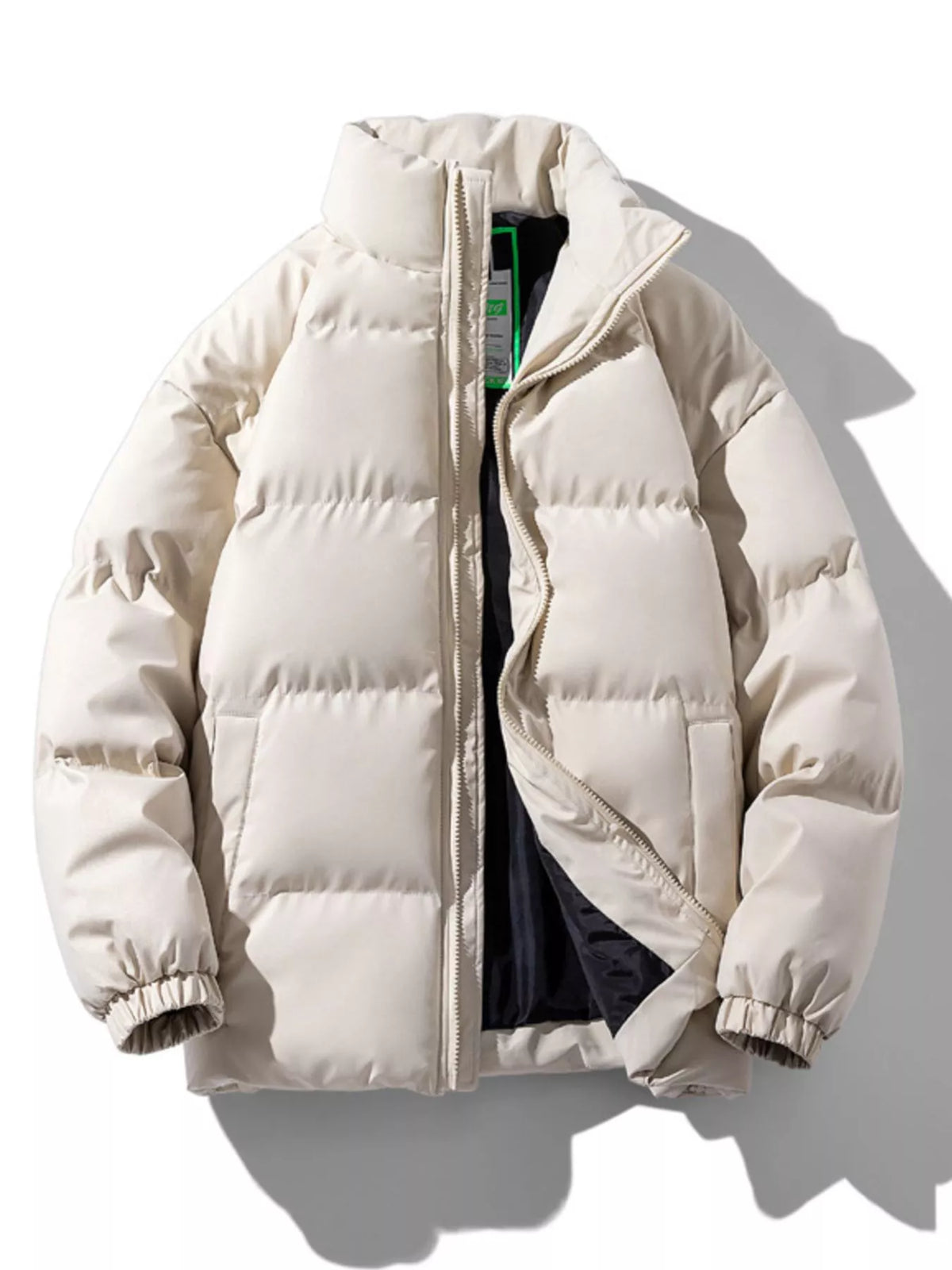 Men's Plus Size Zip Up Stand Collar Puffer Jacket