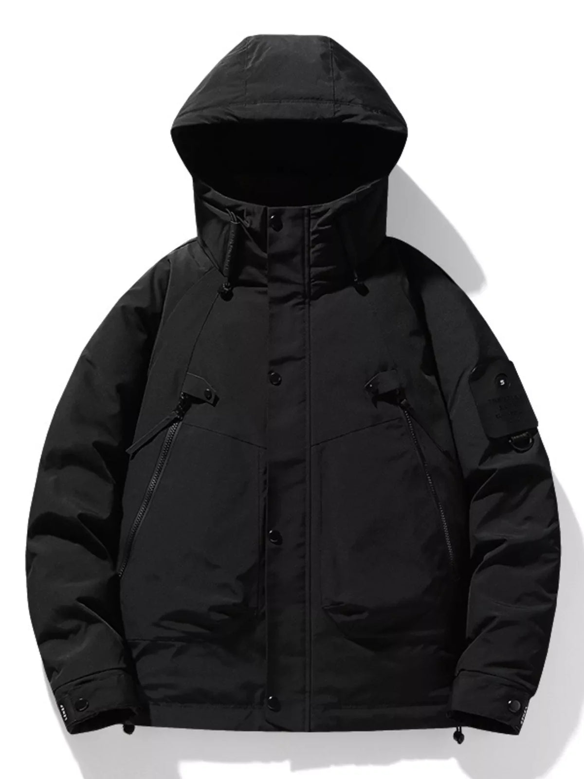 Men's Plus Size Hooded Puffer Jacket with Multiple Pockets