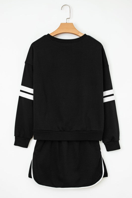 Conjunto de jersey y minifalda Varsity Stripe