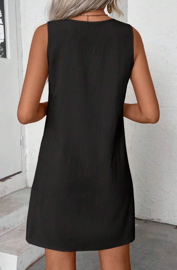 Vestido acampanado sin mangas liso para mujer