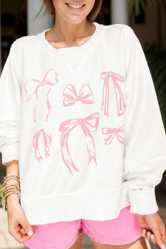 Trendsi Sudadera con lazo para mujer, top informal de manga larga, cómodo de llevar