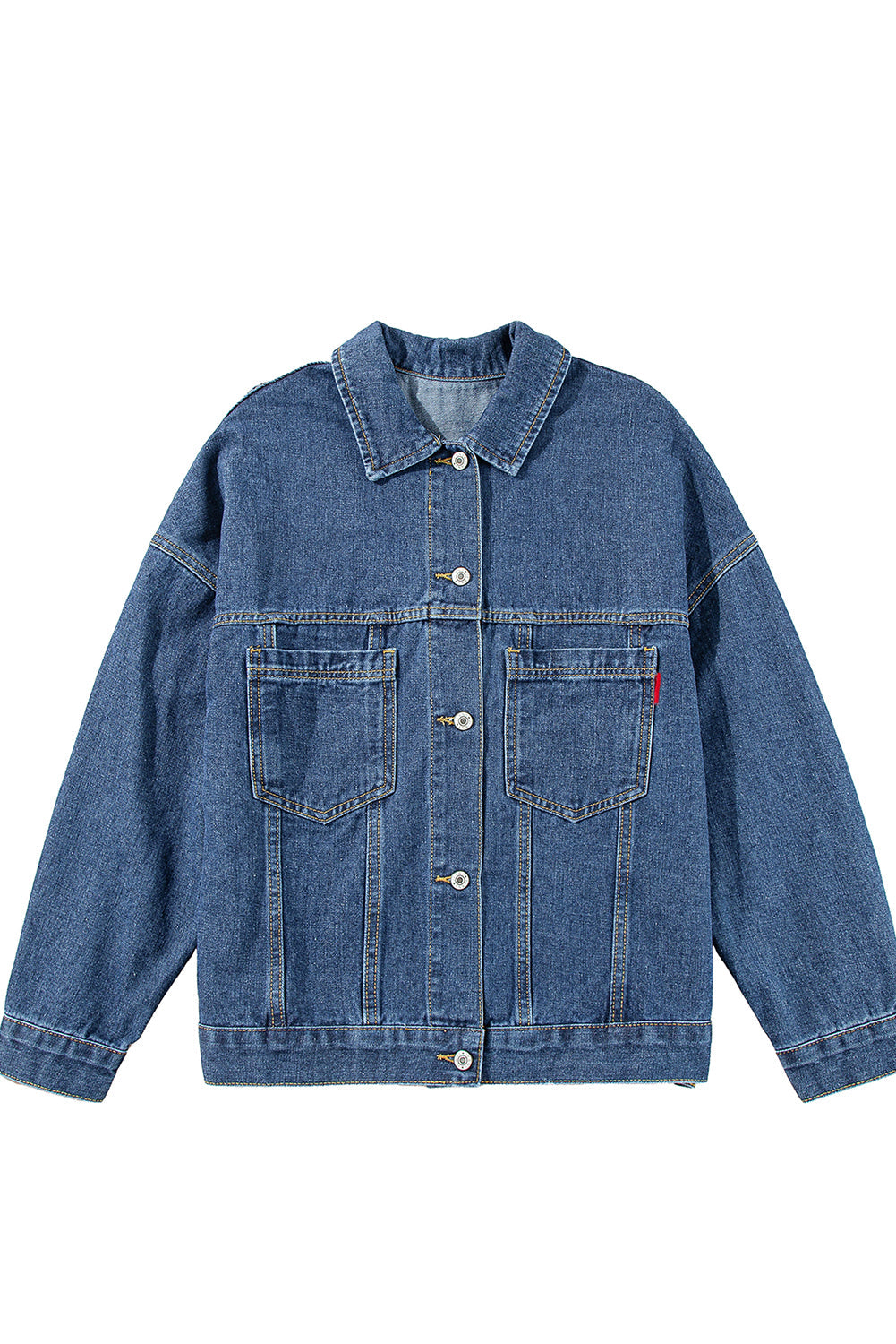 Chaqueta vaquera oversize con bolsillo, lavada a la piedra, a rayas azules