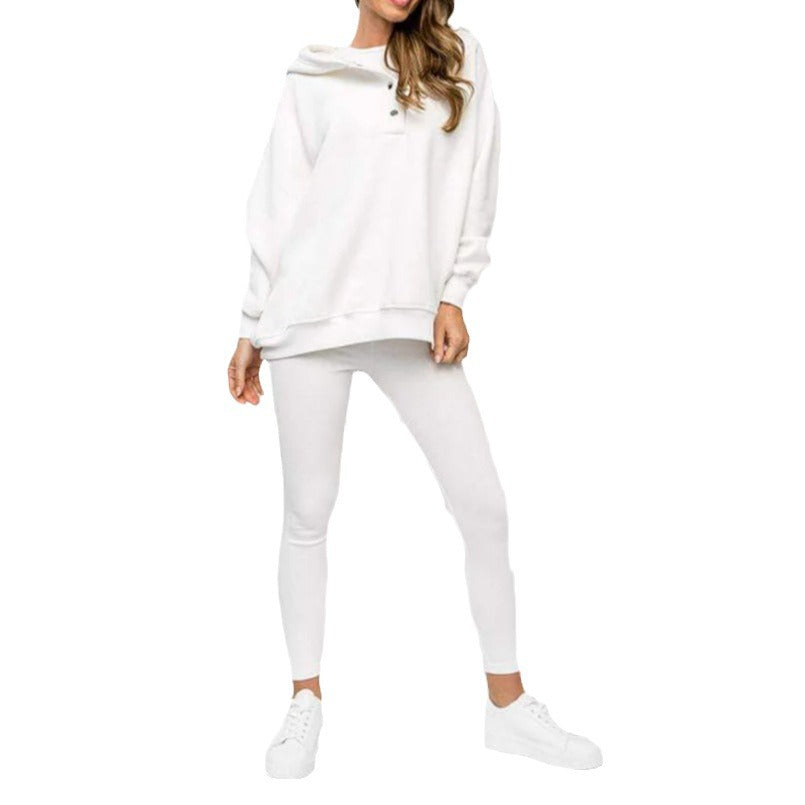 Sudadera informal con capucha, chaleco ajustado con hilo engrosado y pantalones, conjunto de tres piezas. Consulta la tabla de tallas en "más detalles".