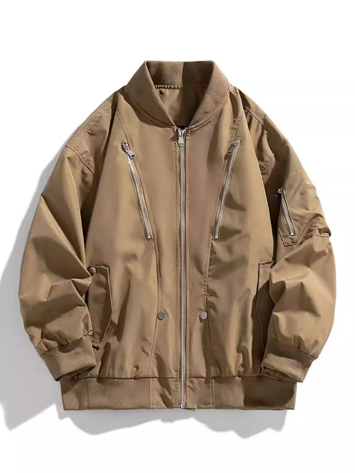 Men's Plus Size Casual Zipper Front Bomber Jacket