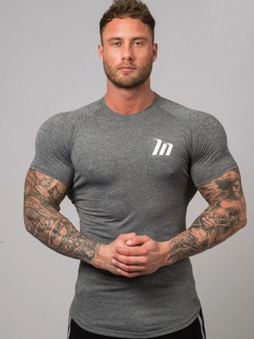 Camiseta de manga corta y cuello redondo de talla grande para hombre