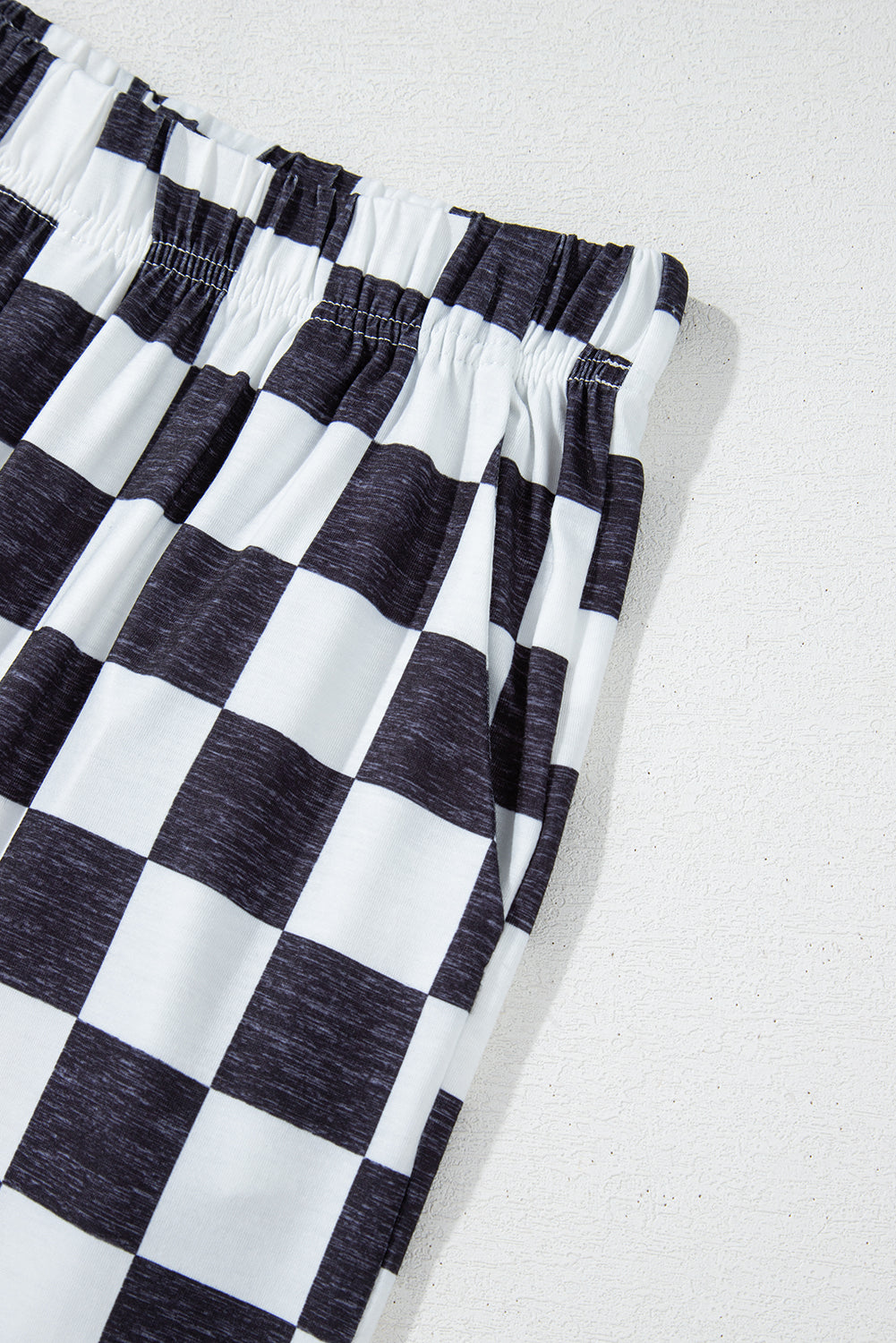 Pantalones de pata ancha de talle alto con estampado a cuadros verdes