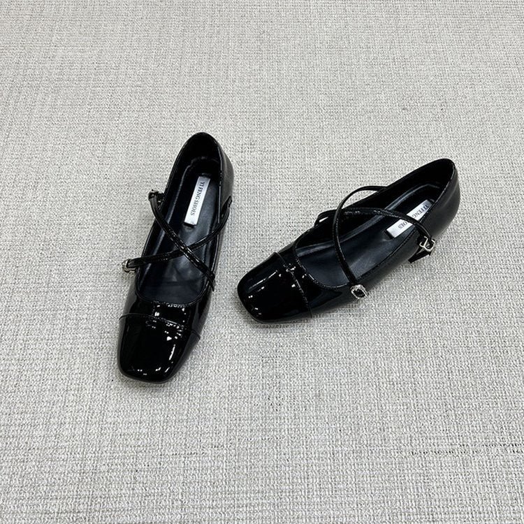 Comfy All Day Hidden Platform French Mary Jane Flats For Women, 2026 Spring  Summer Cross Strap Red Dress Shoes To Match Skirts