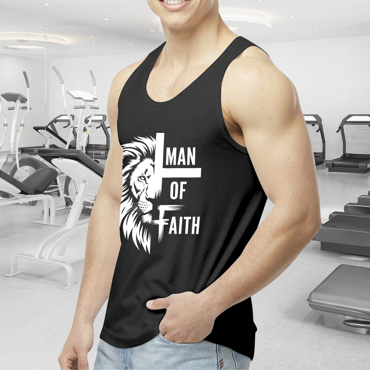 Man of Faith Men's Faith Based Black Tank Top (Made in USA)
