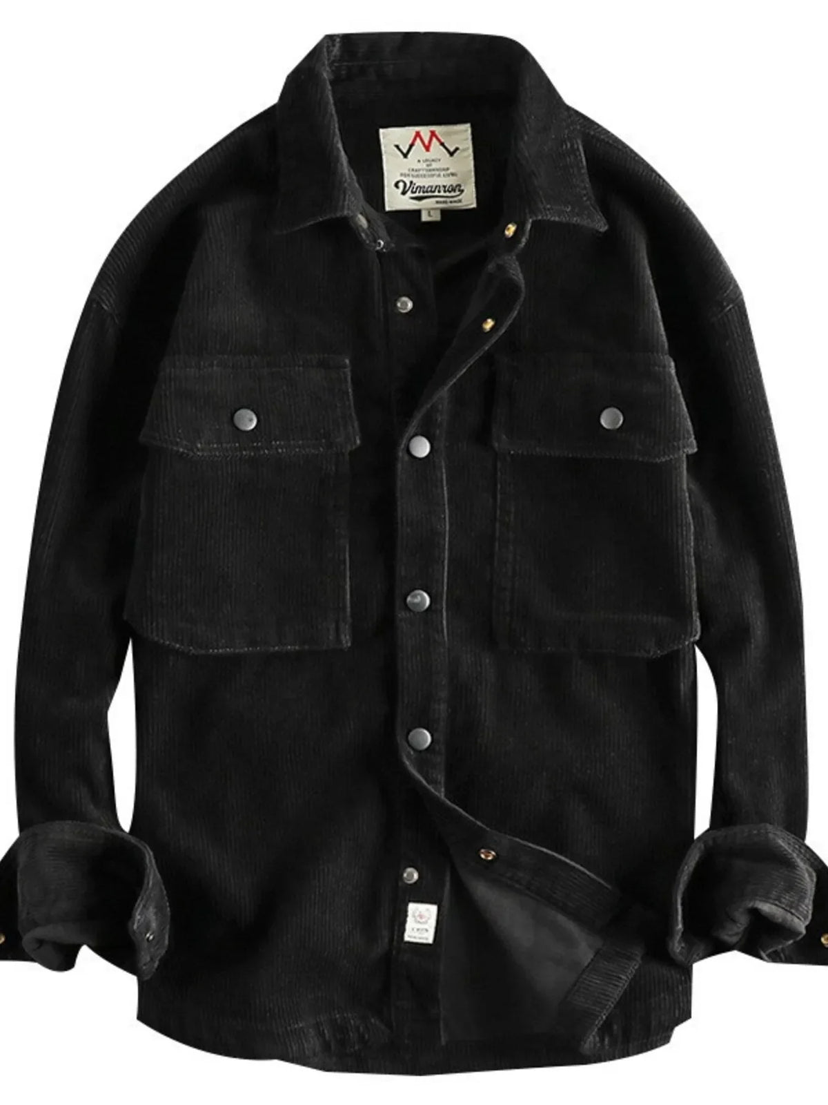 Men's Plus Size Corduroy Button Up Long Sleeve Jacket
