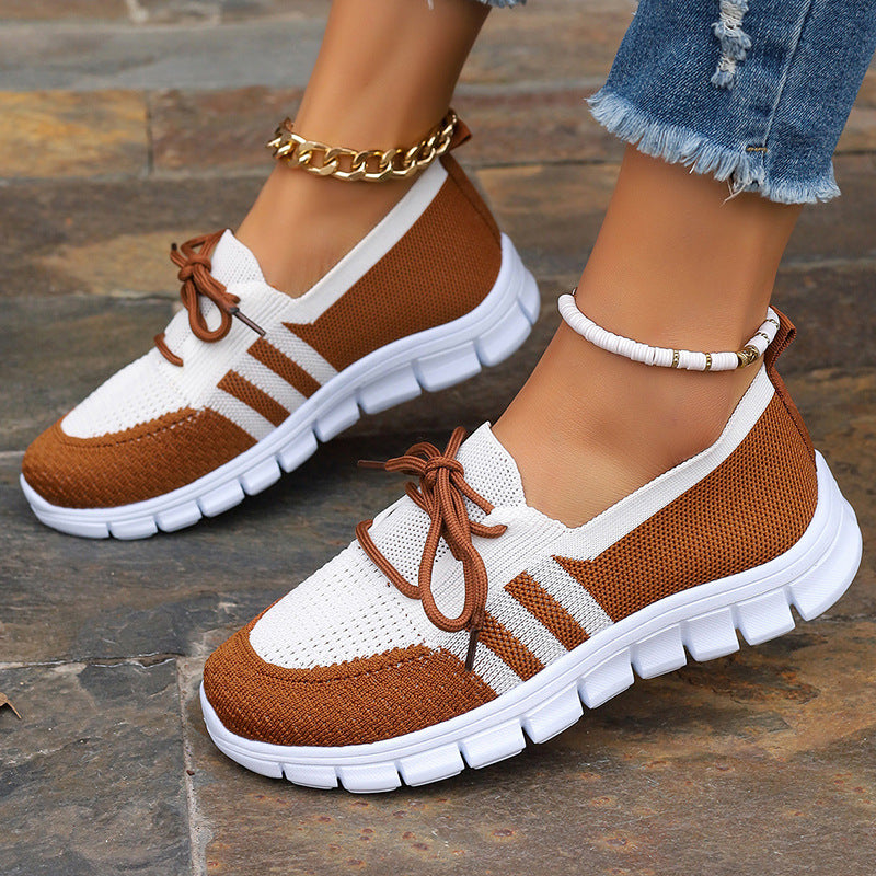 Women's Fly Woven Mesh Casual Lace-Up Flats