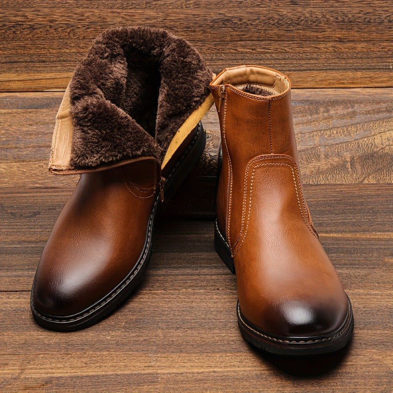 Dress Boots with Zipper and Faux Fur