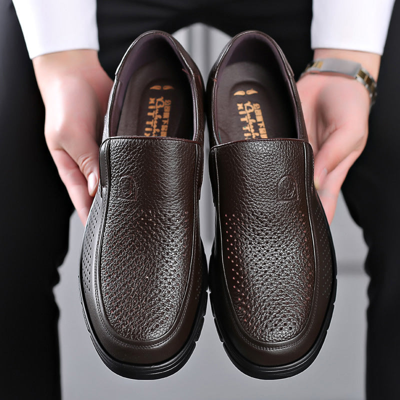 Men's Old Man's Head Layer Cowhide Business Flats