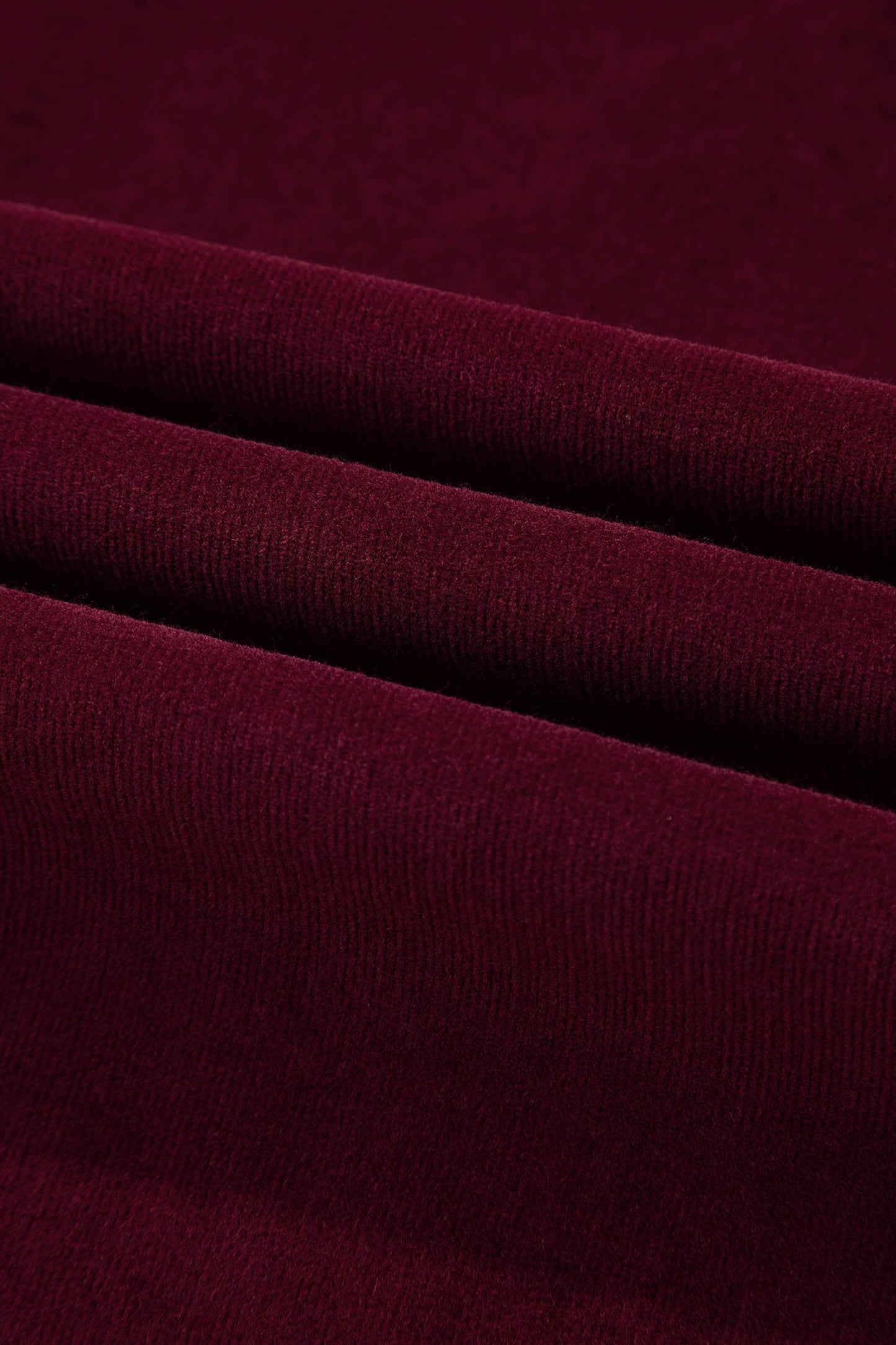 Burgundy Corduroy Solid Color High Waist Wide Leg Pants