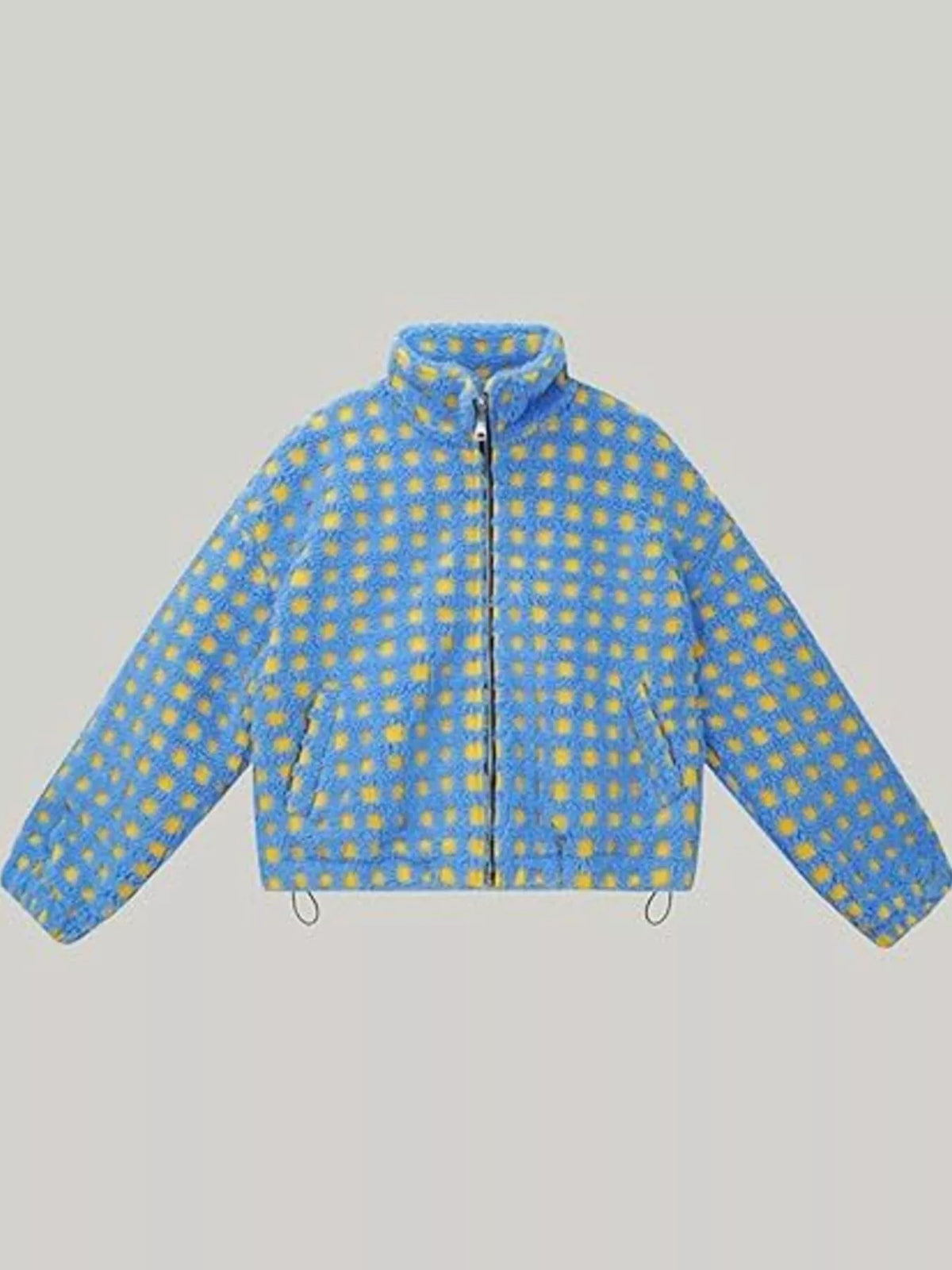 Plaid Zip Up Sherpa Jacket