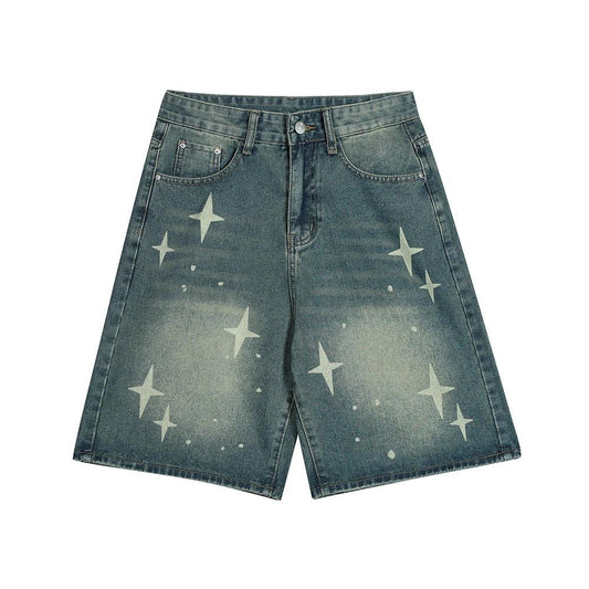 Pantalones recortados con estampado de asterismos cruzados para hombre