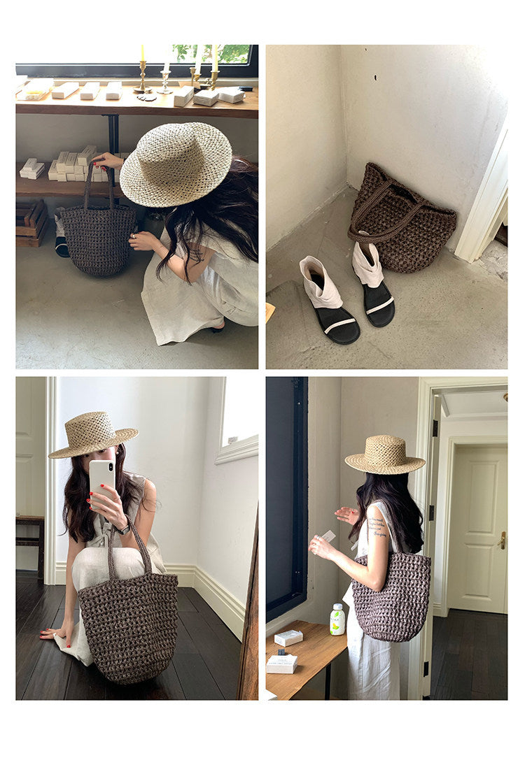 Handwoven Raffia One-Shoulder Tote Bag Handbag
