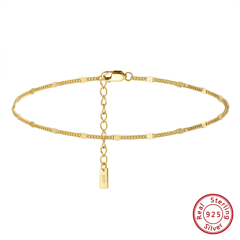 S925 Sterling Silver Anklet 12mm Spacer