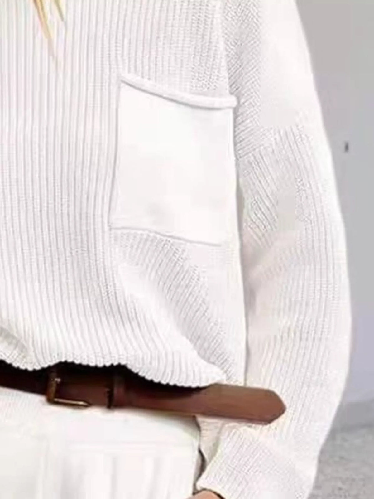Pocket Detail Dropped Shoulder Sweater