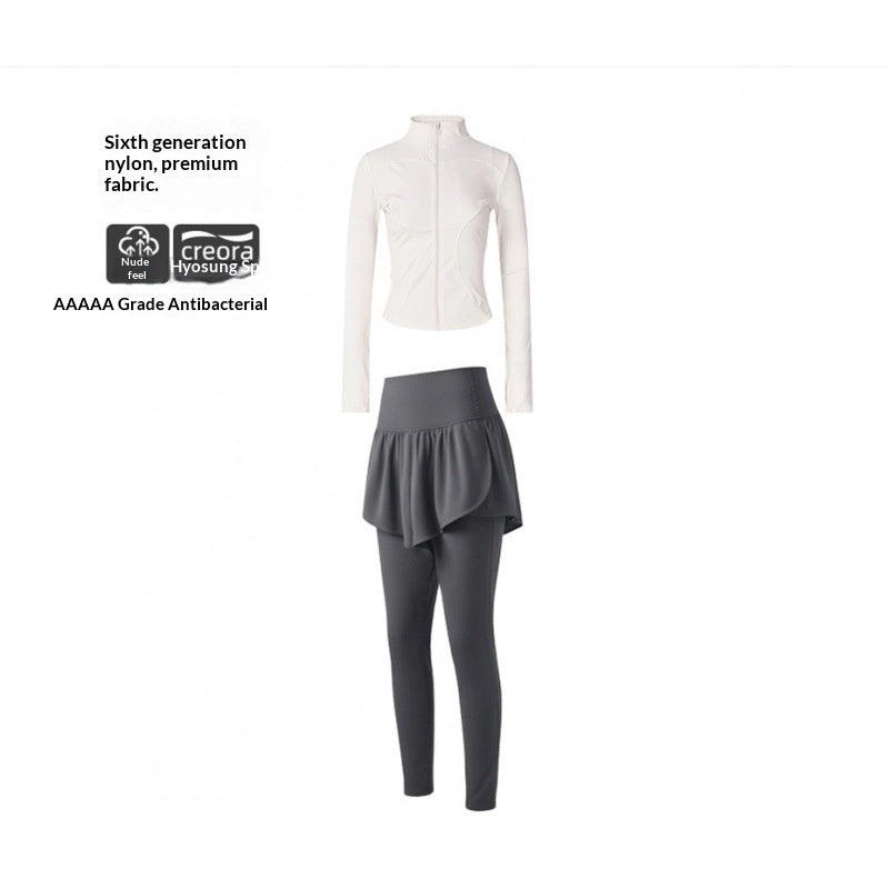 Long, Stand-collar Yoga Jacket For Womenideal For Pilates Outdoor Workouts And Running
