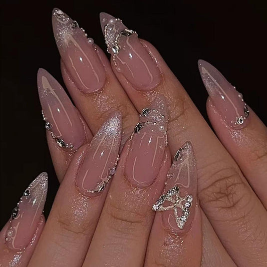 Pegatina de uñas de mariposa, ojos de gato de chica sexy, diamantes, uñas postizas