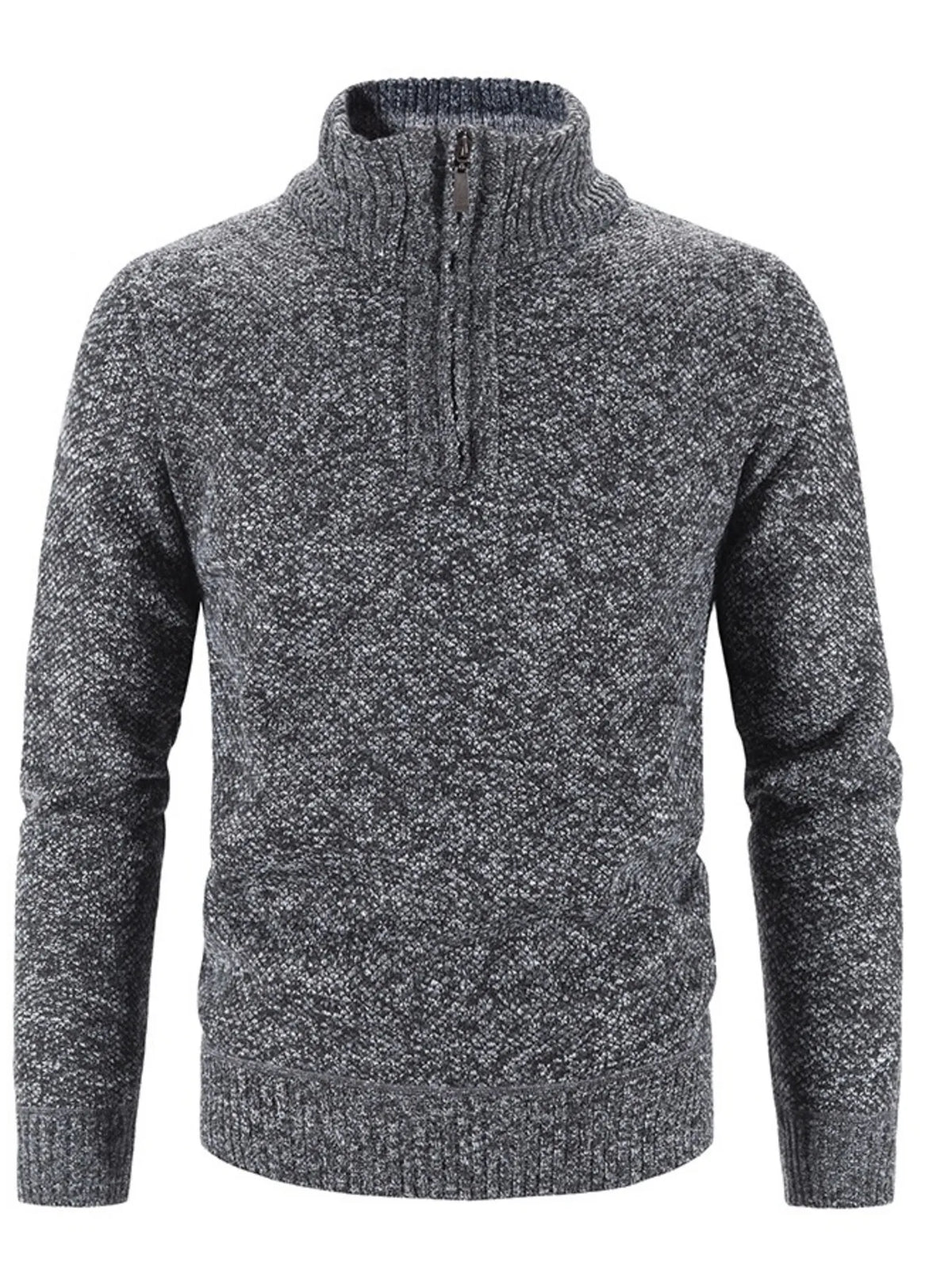 Men's Plus Size Quarter Zip Long Sleeve Sweater