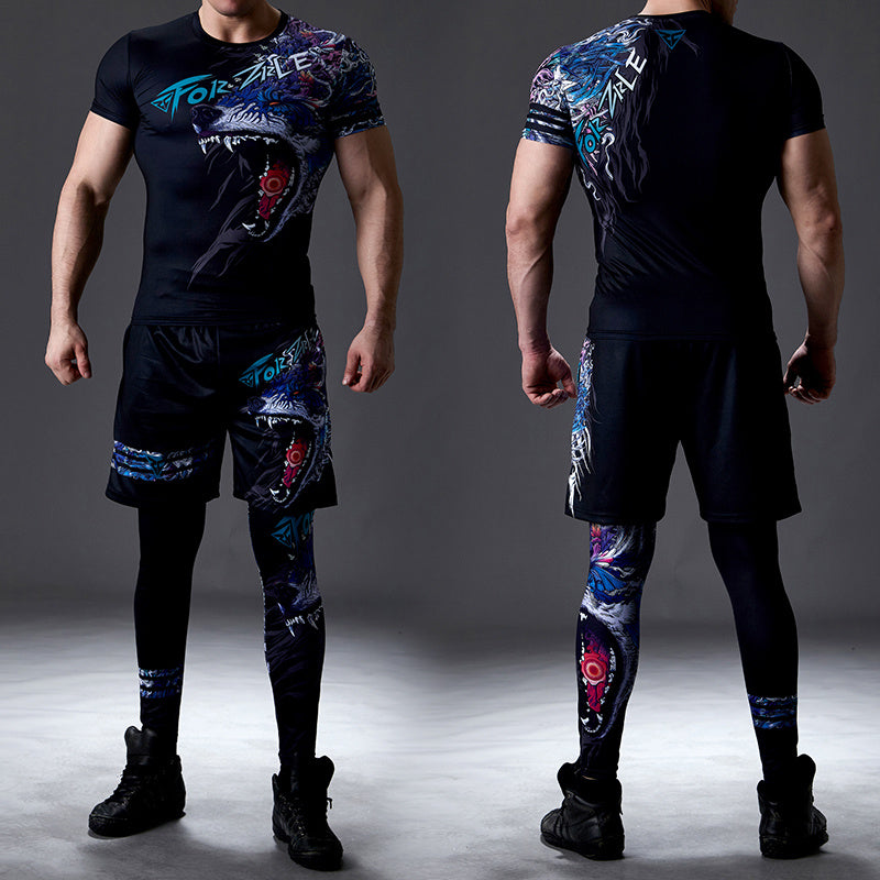 Traje de fitness de secado rápido y absorbente de sudor para hombres