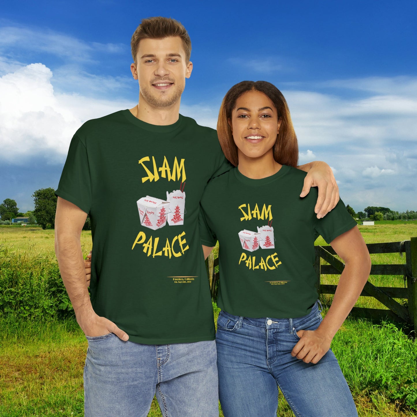 "DirkyThreadz Siam Palace T-Shirt - Bold Takeout Graphic Design in Black Cotton"